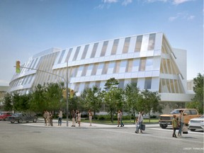 This artist's rendering shows what the new downtown library in Saskatoon is supposed to look like from the intersection of 25th Street and Second Avenue. (Saskatoon Public Library)