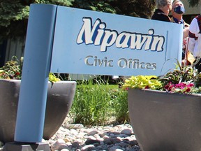 The sign in front of the town office in Nipawin, Saskatchewan.