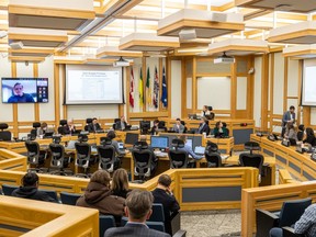 City council meets for the first of three days of meetings to vote on adjustments to the 2023 municipal budget. Photo taken in Saskatoon, SK on Monday, November 28, 2022.