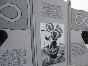 A monument at Batoche recognizes Metis veterans who served in the Canadian military