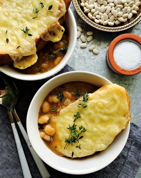 French Onion and White Bean Soup. Photo by Renée Kohlman.