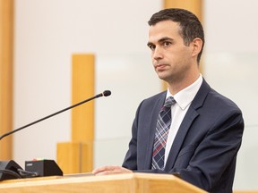 City of Saskatoon CFO Clae Hack speaks to Saskatoon city council during the governance and priorities committee meeting. Photos taken in Saskatoon, Sask. on Monday, October 24, 2022. (Saskatoon StarPhoenix / Michelle Berg)