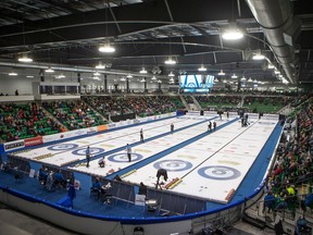 The World Curling Tour Champions Cup is held at Merlis Belsher Place in Saskatoon, Sk on Sunday, April 28, 2019.