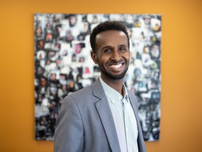 Saskatoon Open Door Society CEO Ali Abukar stands for a photo in his downtown Saskatoon office on April 21.