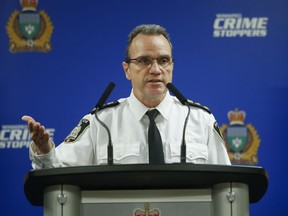 Winnipeg police Chief Danny Smyth provides an update to an ongoing homicide investigation in Winnipeg, Thursday, Dec. 1, 2022. First Nations leaders met with him to discuss a potential search of a landfill outside Winnipeg to find the remains of two Indigenous women.