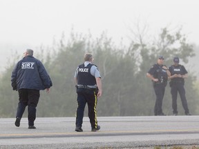SIRT arrives north of Saskatoon on Highway 11 following the arrest of Myles Sanderson. Photo taken in Saskatoon, Sask. on Wednesday, September 6, 2022.