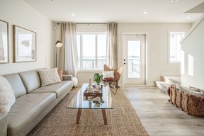 The show home at North Ridge Towns Dubois features Japondi decor elements, embracing tranquil neutral colours, clean lines and natural materials.