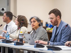 Police Commission Chair Jo Custead, centre right, at the Saskatoon Board of Police Commissioners meeting in August. Photo taken in Saskatoon, SK on Thursday, August 18, 2022.