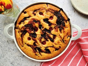 Berry Cornmeal and Jam Cake is a delicious accompaniment to any meal or just coffee.