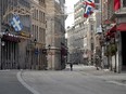 A street in Old Montreal is nearly empty as Quebec begins a COVID-19 lockdown in 2021.