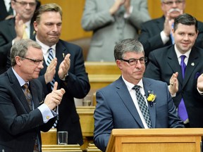 Provincial Finance Minister Ken Krawetz delivers the spring budget in the Saskatchewan Legislature in Regina, SK on Wednesday, March 18, 2015. (DON HEALY/Regina, Leader-Post)
