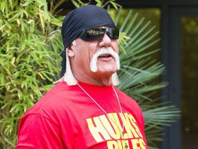 Hulk Hogan leaves ITV Studios in November 2015.