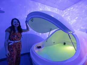 Melissa Thode, general manager of Float Love, shows off one of the float rooms available to use at their 203 Idylwyld Drive South location.