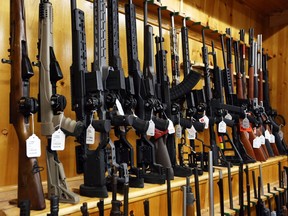 Rifles are on display at That Hunting Store on June 3, 2022 in Ottawa, Canada.