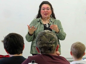 Sharon Meyer fills the role of First Nation, Metis and Inuit education consultant with the North East School Division, and in February reaches hundreds of students as part of Saskatchewan Aboriginal Storytelling Month in the province.