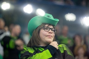 A Rush fan celebrates a goal against San Diego.