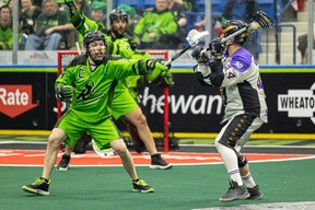 Saskatchewan Rush’s Ryan Dilks in action on Saturday.