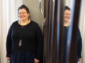 Federal housing advocate Marie-Josée Houle stands for a photo after leading a ‘fireside chat’ about her mandate to advocate for housing and supports for unhoused people at every level of government during the Building Community - Housing and Homelessness Conference in Saskatoon on March 15, 2023.