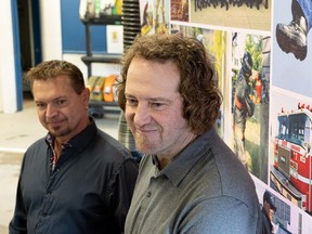 Aaron Lange and Mike Napper are recognized for their role in alerting the Saskatoon Fire Department to a serious fire on the 1500 block of 7th Ave N on November 17, 2022 and for helping tenants out of the home. Photo taken in Saskatoon, Sask. on Friday, March 17, 2023.