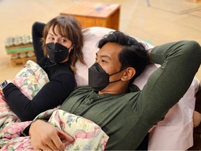 Jenna-Lee Hyde as Sarah (left) and Ray Jacildo as Ben in The Birds and the Bees.