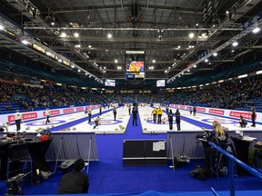 The 2021 Tim Hortons Canadian Olympic curling trials are held at SaskTel Centre. Photo taken in Saskatoon on Wednesday, November 24, 2021.