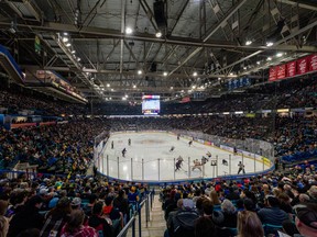 A crowd of 14,768 attends the WHL action pitting the Saskatoon Blades against the Regina Pats at SaskTel Centre in Saskatoon on Sunday, March 19, 2023.