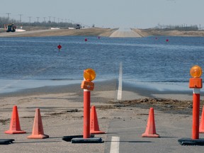 a road washed out by water