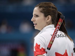 Canada's Lisa Weagle looks during their women's curling match against Russian athletes at the 2018 Winter Olympics in Gangneung, South Korea, Wednesday, Feb. 21, 2018. World champion curler Weagle will be Canada's chef de mission at the 2024 Winter Youth Olympic Games in a place where she became an Olympian herself.