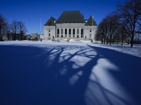 The Supreme Court of Canada is pictured in Ottawa on Friday, March 3, 2023. Arguments are underway before the Supreme Court of Canada in a long-awaited case over the federal Impact Assessment Act.THE CANADIAN PRESS/Sean Kilpatrick