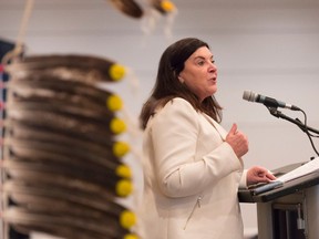 University of Regina President Vianne Timmons delivers her State of the University Address to the Regina and District Chamber of Commerce at the Delta Hotel in Regina on January 25, 2018.