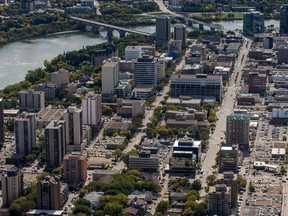 Downtown Saskatoon is seen in this aerial photo taken in September of 2019.