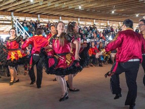 Métis dancers perform at Batoche Days festival in 2022.