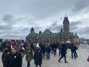 Hundreds of public servants were marching around Parliament Hill Wednesday, April 19, 2023 as 155,000 Public Service Alliance of Canada (PSAC) members went on strike.