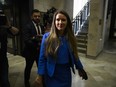 Katie Telford, chief of staff to Prime Minister Justin Trudeau, departs after appearing as a witness before the Standing Committee on Procedure and House Affairs, studying foreign election interference, on Parliament Hill in Ottawa, on Friday, April 14, 2023.