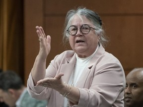 Minister of National Revenue Diane Lebouthillier rises during Question Period, Monday, April 24, 2023 in Ottawa.