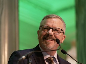 Former Saskatchewan premier Brad Wall says there are parallels between mining giant Glencore's hostile takeover attempt of Teck Resources Ltd. and BHP Billiton's failed 2010 pursuit of his province's iconic Potash Corp. Wall speaks at the Legislative Building in Regina on Wednesday, Nov. 30, 2022.