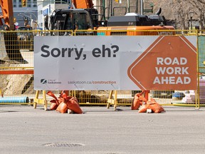A City of Saskatoon road work sign