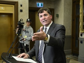 Minister of Intergovernmental Affairs, Infrastructure and Communities Dominic LeBlanc speaks during a news conference following the resignation of David Johnston, Independent Special Rapporteur on Foreign Interference, in the Foyer of the House of Commons on Parliament Hill in Ottawa, Saturday, June 10, 2023.