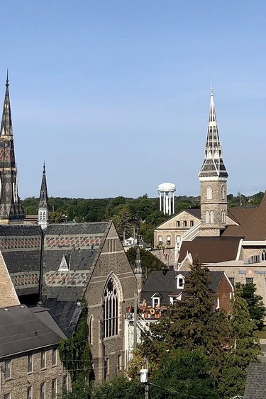 Spires of downtown Brockville, where Jason Redmond served as an OPP officer and was eventually convicted of serious crimes, including sexual assault.