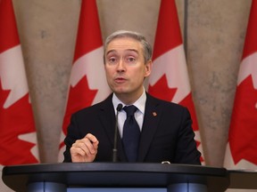 Industry Minister Francois-Philippe Champagne, whose portfolio includes the Competition Act, speaks at a news conference on Parliament Hill in Ottawa on March 31, 2023.