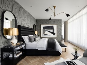 A hand-painted wallpaper design at No. 1 River Landing