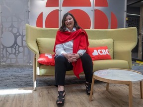 Sharon Gerein, former producer with CBC Radio's Afternoon Edition, is shown at CBC Saskatchewan on May 9, 2023 in Regina.