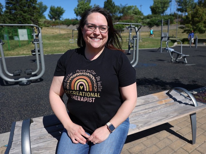  recreational therapist crystal toth started flourish yxe about a year ago. with a focus on improving mental health, she uses recreation and leisure activities to help others manage their time and symptoms and learn effective coping skills. photo taken june 19, 2023.