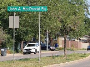 John A. Macdonald Road sign
