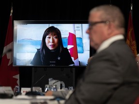 Export Promotion, International Trade and Economic Development Minister Mary Ng delivers opening remarks to a meeting with her provincial counterparts via vide conference, Friday, September 15, 2023 in Ottawa.