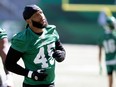 Saskatchewan Roughriders Pete Robertson #45 during practice at Mosaic Stadium on Tuesday, August 9, 2022 in Regina.