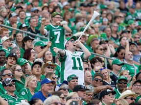 Fans during the Labour Day Classic CFL football game at Mosaic Stadium in Regina, Saskatchewan on Sept. 5, 2023.