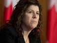 Auditor General Karen Hogan listens to a question during a news conference in Ottawa, Wednesday May 26, 2021.