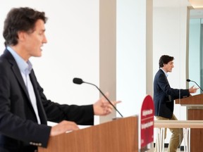 Prime Minister Justin Trudeau makes a housing announcement, in Vaughan, Ont., Thursday, Oct. 5, 2023. Trudeau says he never suggested that individuals concerned about their rights as parents were hateful when he issued a statement in response to the thousands who recent protested against 'gender ideology' in schools.