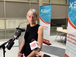 Dr. Laura Hopkins, professor of Oncology at the University of Saskatchewan, and Provincial Lead for Gynecologic Oncology, announced new clinical treatment for Ovarian cancer. (Kimiya Shokoohi / StarPheonix)